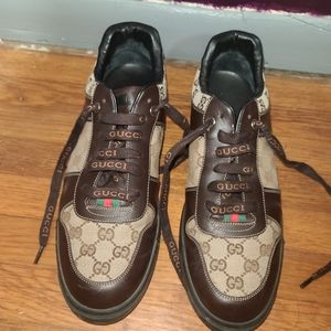 Gucci Brown Monogram Canvas Leather Sneaker